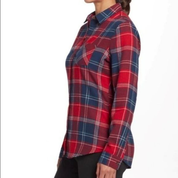 Field & Stream Tops - Field & Stream Blue and Red Flannel button down blouse Women's Small